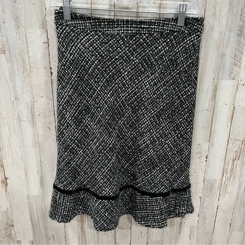 GAP black white A-line check frill classic lined skirt size 2 wool blend Y2K